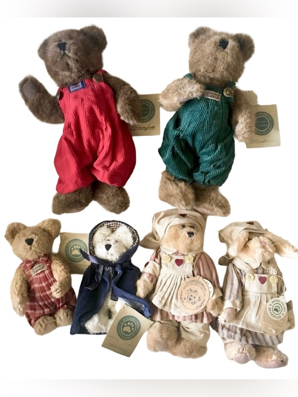 NWT Vintage Boyds Bears Plush Lot of 6 Bears Bunnies Cat Retired